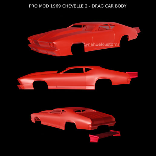 🚗 PRO MOD 1969 CHEVELLE 2 - DRAG CAR BODY・ STL File for 3D printing・Cults