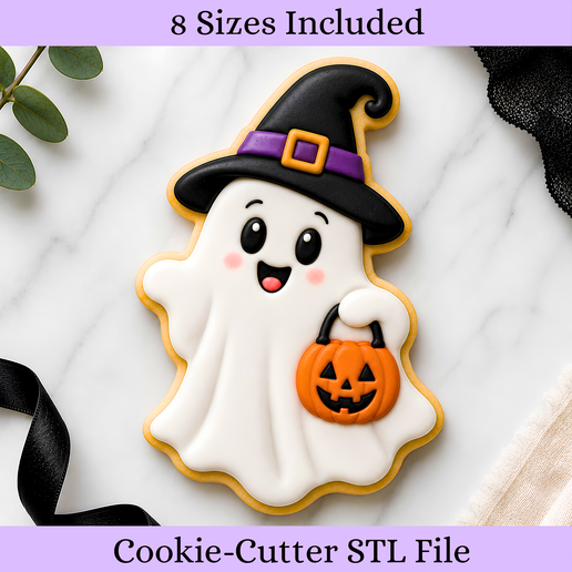 Halloween Ghost Pumpkin Cookie Cutter STL – Witch Hat Cookie Cutter – 8 Sizes