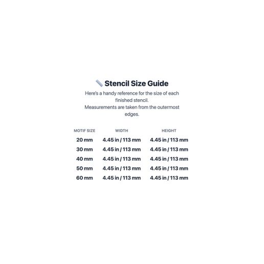 product_1400-03_sizes.jpg Heart Stencil Set, 5 Sizes, Art Stencil for Latte & Decor, Compatible with Powdered Sugar, Cocoa, Edible Glitter, Cinnamon, Paint