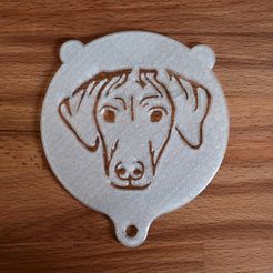 Schablone_Ridgeback_Portrait.jpg STL file Stencil for latte or cappuccino, motif: Rhodesian Ridgeback portrait・3D print design to download