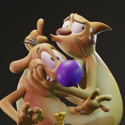 FONDO-NEGRO-0010.jpg Archivo STL CATDOG FANART Deluxe STATUE・Plan de impresión en 3D para descargar