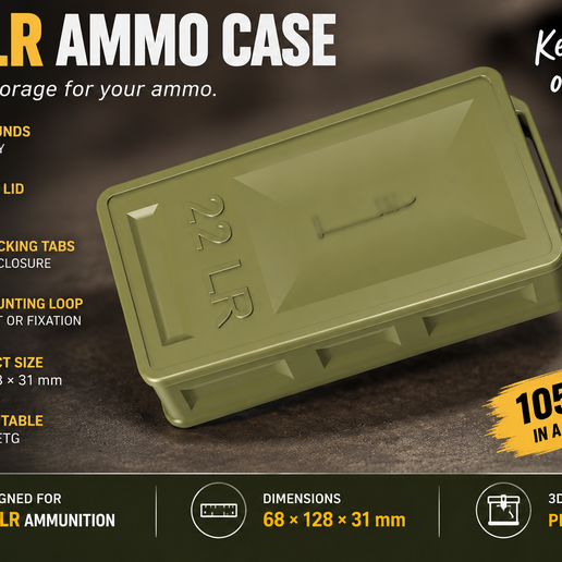 22 LR Ammo Storage Case – 105 Round Capacity