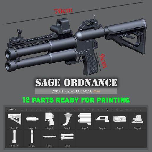 15.JPG Download STL file Sage ordnance Deuce GUN • 3D print template, Bstar3Dart