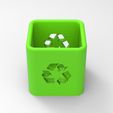 untitled.98.jpg Free STL file RECYCLE THEMED PENCIL HOLDER・3D printer model to download