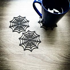 WhatsApp-Image-2023-10-02-at-14.12.32_4e5b9854.jpg 3MF file Spider Web Coffee Coaster Halloween・Design to download and 3D print