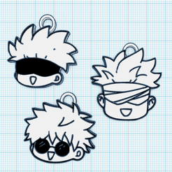 Captura-desde-2023-08-17-21-14-09.png STL file Gojo Satoru Chibi Jujutsu Kaisen Key Ring Set・3D print design to download