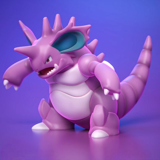 High Quality Nidoking Miniature - 3D Printable 3MF & STL Multicolor Model For Tabletop Gaming and Display 3D model preview