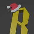 B.png HARRY POTTER STYLE LETTER B WITH CHRISTMAS HAT + KEY CHAIN