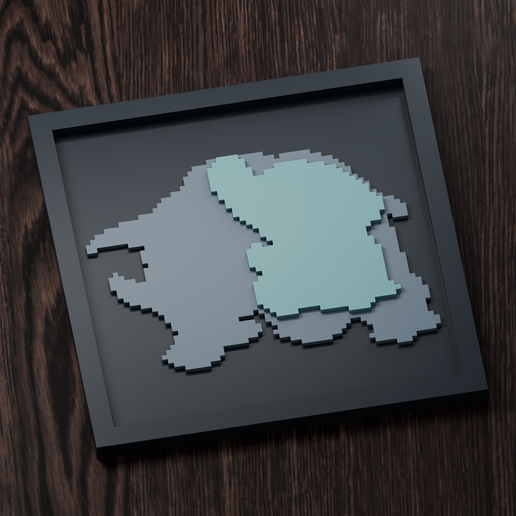 Donphan Line - Pokemon Silhouette Frame | Gen 4 sprite style | STL
