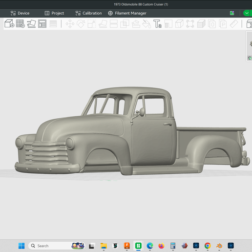1952 Chevrolet 3100 pickup truck model, 1/24 scale true, scalable as needed, hollow body, rc truck, rock crawler, trail truck, 3d print, stl file