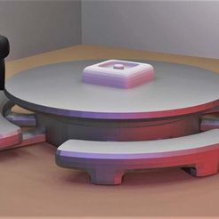 AmongUsRender.jpg Archivo STL gratis Entre nosotros la mesa de la cafetería y el botón de emergencia・Modelo imprimible en 3D para descargar