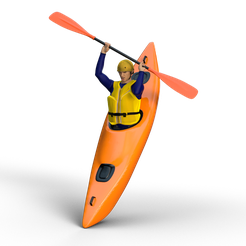 kayak2.png STL file KAYAK MAN 2 waterfall・3D printer design to download
