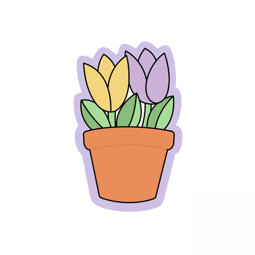 Cute Flower Pot Cookie Cutter STL – 2 Inch Floral Plant 3D Print File