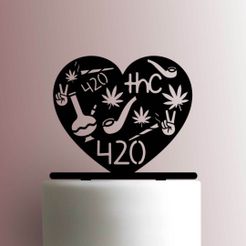 JB_420-Heart-225-A905-Cake-Topper.jpg STL file TOPPER 420 HEART HEART 420・Template to download and 3D print