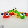 004.jpg 3D file The cutest articulated caterpillar! (easy print)・3D printable design to download