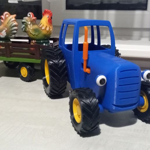 Blue cartoon tractor - 3D model önizlemesi