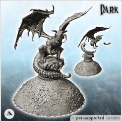 1-PREM.jpg STL file Menacing dragon on rock with double manes (30) - Medieval Dark Chaos Animal Beast Undead Tabletop Terrain・3D printing design to download