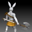 Trasera.jpg Rabbitfolk Barbarian with Great Axe - Dungeons and Dragons 3D Model