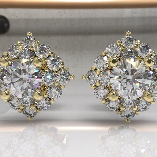 ER1.300.jpg Timothée Diamant Oreille 3D BijouxModèle Imprimable 3D ER4