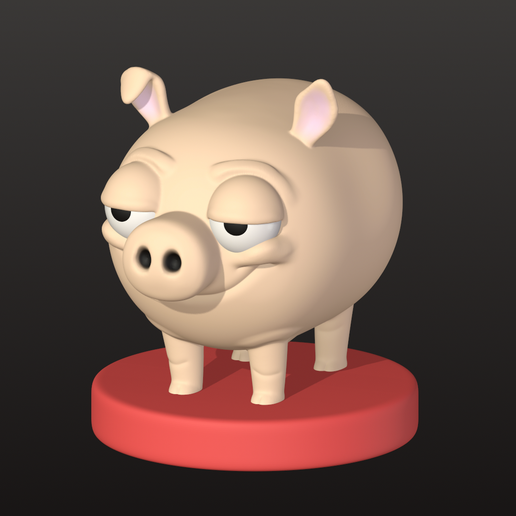 Piggy Bank Cartoon - 3D STL Figure for Printing : Piggy Bank Style Cartoon