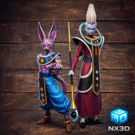Beerus & Whis 3D Print STL – Dragon Ball Super God of Destruction & Angel Statue – Anime Figure Model