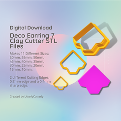 Cover-7.png Archivo 3D Deco Earring 7 Clay Cutter - Earring STL Digital File Download- 11 tamaños y 2 versiones de cortador de pendientes, cortador de galletas・Modelo para descargar e imprimir en 3D