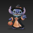 frente.png Stitch Halloween Wizard 3D Printable - Spooky Collectible Model