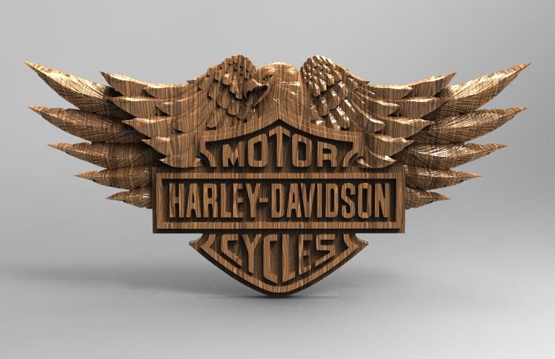 Harley Davidson with Eagle STL relief 3d model relief for cnc in STL file format 