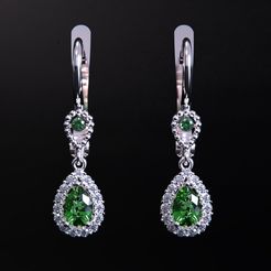 I.jpg Archivo STL Pendientes Esmeralda Pera con Diamante・Modelo para descargar e imprimir en 3D