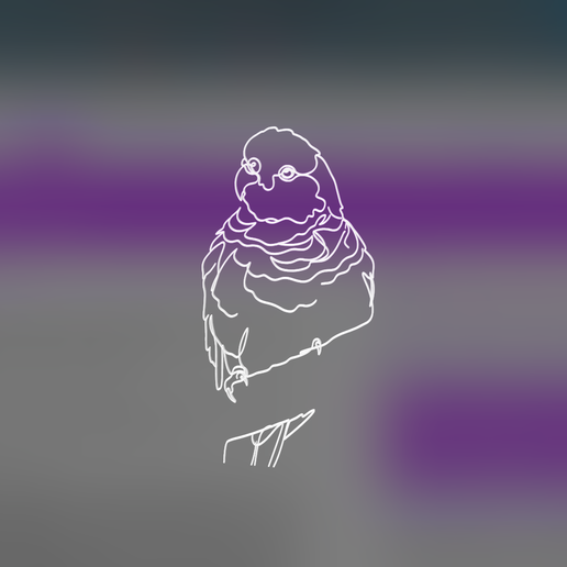 Bourke's Parrot 3 lineart 3d printed