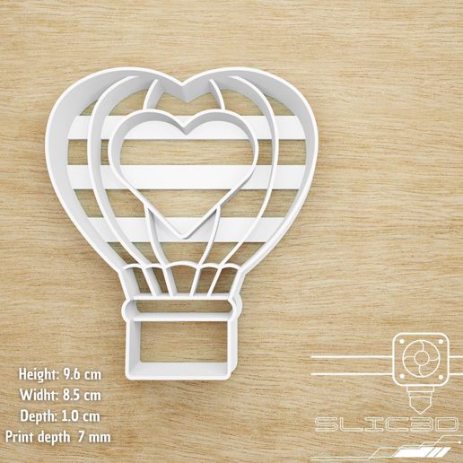 LOVE COOKIE CUTTER,HEART COOKIE CUTTER, HOT AIR BALLOON COOKIE CUTTER,FONDANT CUTTER, HOT AIR BALLOON HEART, HOT AIR BALLOON, LOVE, HEART