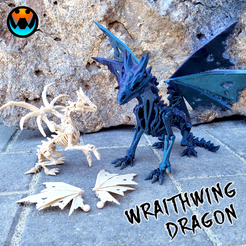 11.png Wraithwing Dragon, Halloween Skeleton Dragon, Flexible Print in Place, Cinderwing3D