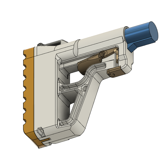 5.png Crosse airsoft pour tube tampon 6 positions avec emplacement pour la batterie. Modèle imprimé en 3D