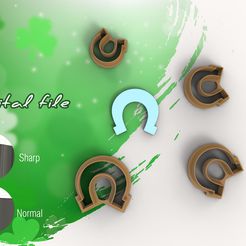 HORSESHOE-1.jpg STL file Horseshoe St Patrick's Polymer Clay Cutter | STL Digital File | 4 sizes | 2 Cutter Versions・3D printing template to download, FunkyCutters_