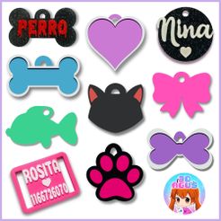 pack.jpg STL-Datei Haustier-ID-Tags - Grundformen Packung x12 für kommerzielle Nutzung・3D-druckbare Vorlage zum herunterladen