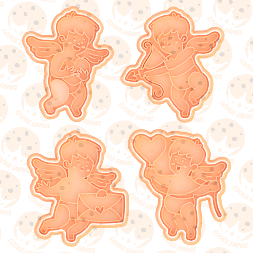 Cupid cookie cutter set of 4 3D model