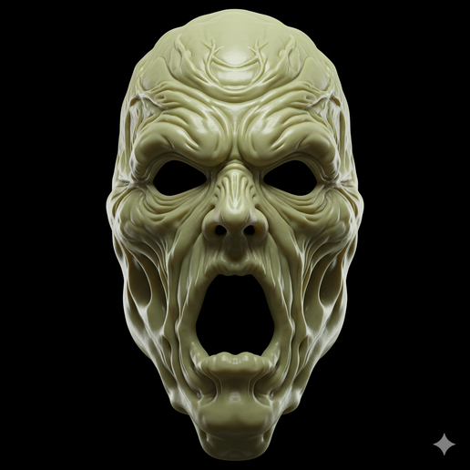 fox mask STL, mutant mask STL, comic style mask STL, twisted grin mask STL, post apocalyptic mask STL, robot mask STL, theater mask STL, split parts mask STL, half mask STL, realistic mask STL, creepy smile mask STL, assembled mask STL, haunted mask STL,