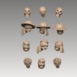 mummy1-lineup-heads-front.jpg 3D file Mummy Pack 1・3D printing idea to download, SharedogMiniatures