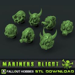 WELL Eee 3 FALL@UT HOBBIES STL DOWNLOAD Archivo 3D Mariners Blight 28mm Cabezas Corruptas y Limpias・Modelo de impresora 3D para descargar
