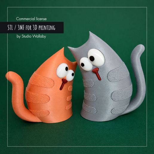Cute Cats Couple |  Kawaii Cat Figurines STL Set