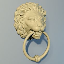 Lion_Render_00.jpg STL file Lion Door knob・3D print design to download, Mendeleyev