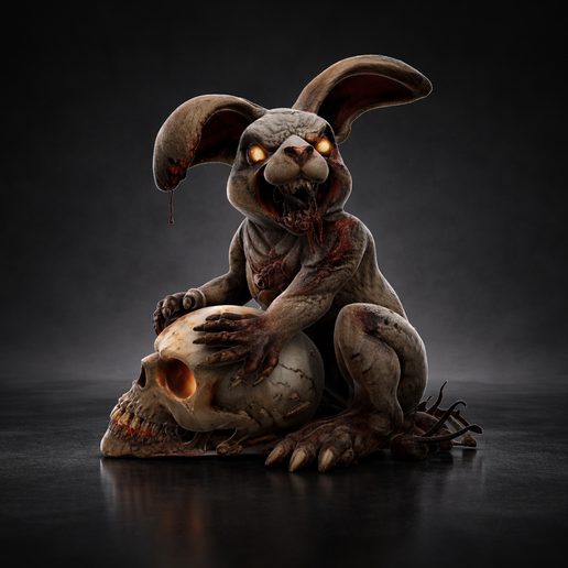 Creepy Bunny Easter Egg Holder – Dark Gothic Rabbit with Skull – Unique Horror Style Easter Decor