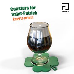 dessousdeverresaintpatrick2.jpg STL file St. Patrick's Day Coaster・3D print model to download