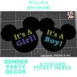 Gender.png Mickey Mouse Baby Shower Decor/ Cake topper / Gender reveal / Gifts/ Boy or Girl decor / cupcake toppers