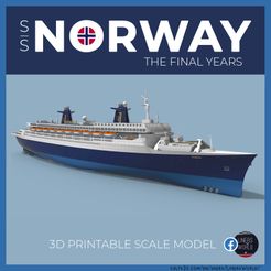 norway-1997.jpg Archivo STL Crucero S.S. NORWAY, versión de los últimos años modelo imprimible - casco completo y línea de flotación・Diseño de impresora 3D para descargar