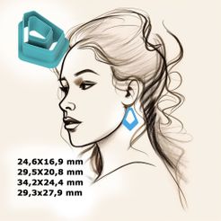 rhombus-pendant.jpg cutter de polymère en 4 tailles, pendentif losange