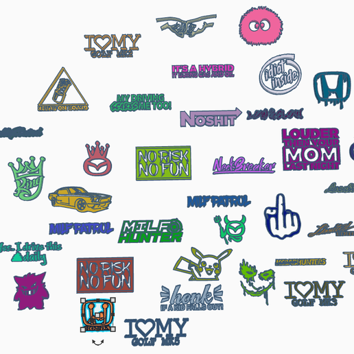 Mega Pack of 32 Multi-Use 3D Stickers/Emblems (Easy Print!) - 3D model önizlemesi