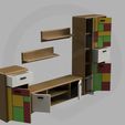 DH_living21_5.jpg Set of Living room cabinet and tv stand with functional doors, shelves and drawer mono/multi color 3D 3MF file
