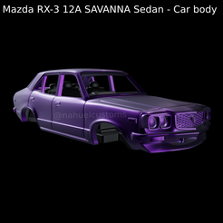 New-Project-2021-07-26T203959.674.png Fichier STL Mazda RX-3 12A SAVANNA Sedan - Carrosserie de voiture・Modèle à télécharger et à imprimer en 3D