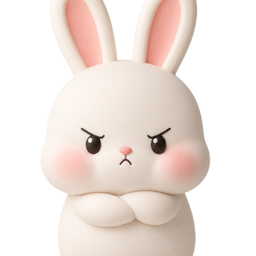 Cute angry bunny with puffed cheeks